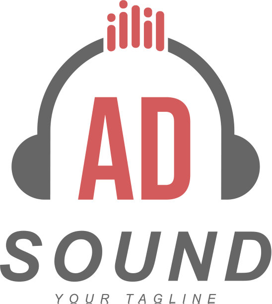 广告字母标志设计与耳机图标图片下载