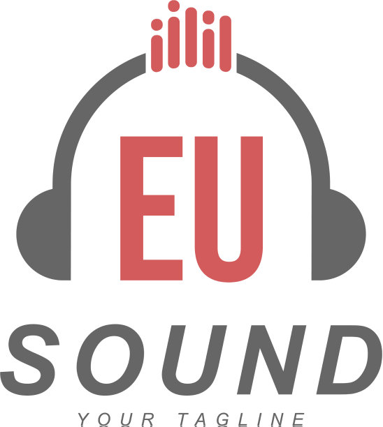 Eu字母标志设计与耳机图标图片下载