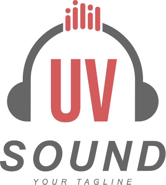 Uv字母标志设计，带有耳机图标图片下载