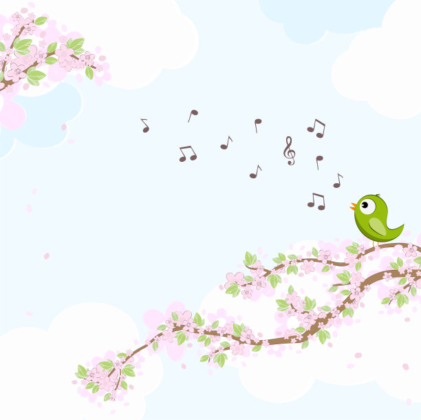 盛开的枝头上，鸟儿在热恋图片下载