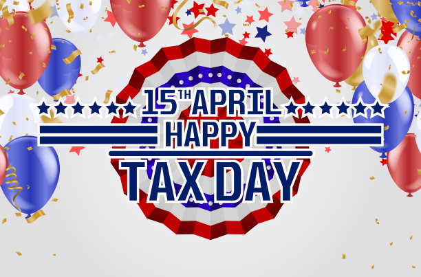插图的税务日设计的背景。美国国旗图片下载