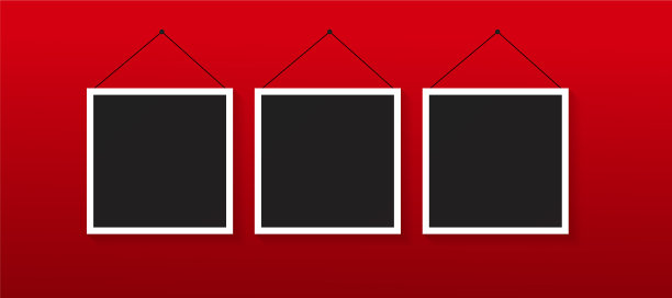 黑色相框设置在红色背景的图像图片下载