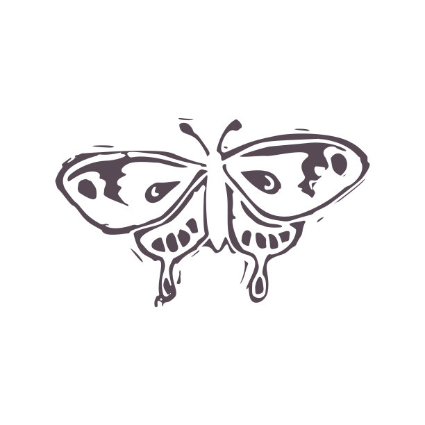 手工雕刻大胆块印花蝴蝶图标剪辑艺术。民俗插画设计元素。现代波西米亚风格的装饰印花。民族柔和的自然色调。孤立的乡村向量基序。图片下载
