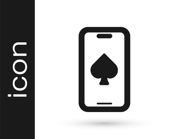 黑色在线扑克桌游图标孤立在白色背景上。在线赌场。向量图片下载