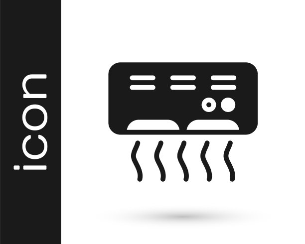 黑色空调图标隔离在白色背景上。分体式空调。冷、冷气候控制系统。向量图片下载