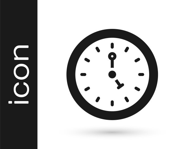 黑色时钟图标孤立在白色背景。时间的象征。向量图片下载