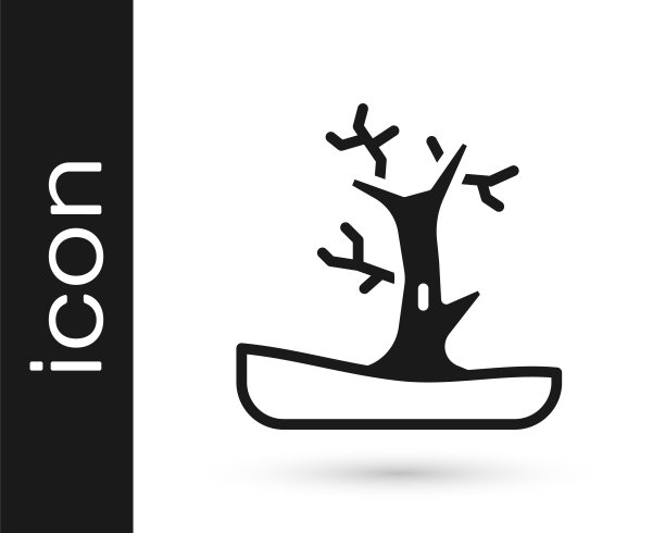 黑色裸树图标孤立在白色背景上。向量图片下载