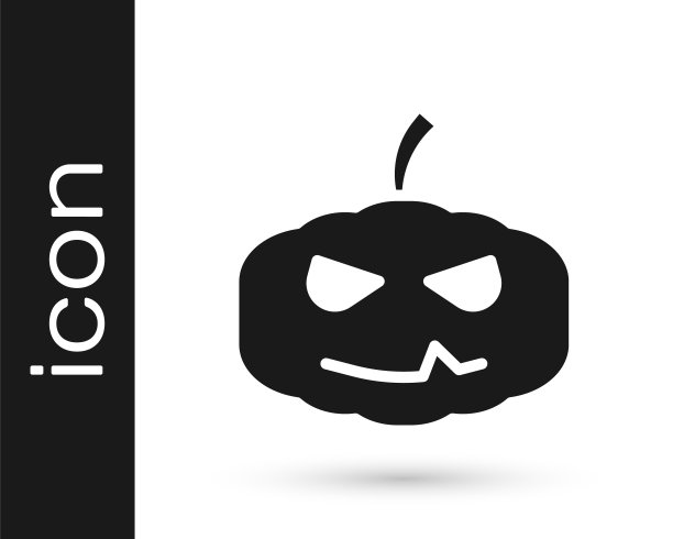 黑色南瓜图标孤立在白色背景。快乐的万圣节派对。向量图片下载