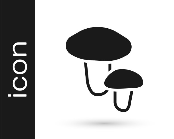 黑色蘑菇图标孤立的白色背景。向量图片下载