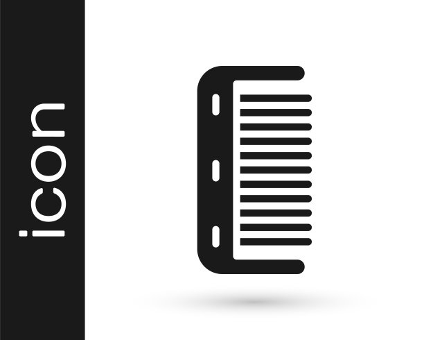 黑色毛刷图标孤立在白色背景。梳理头发的迹象。理发师的象征。向量图片下载