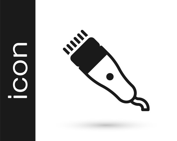 黑色电动理发器或剃须刀图标隔离在白色背景。理发店的标志。向量图片下载