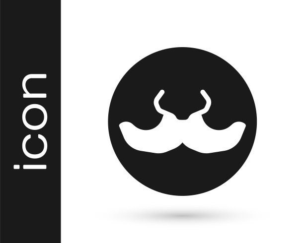 黑胡子图标孤立在白色背景。理发店的标志。面部发型。向量图片下载