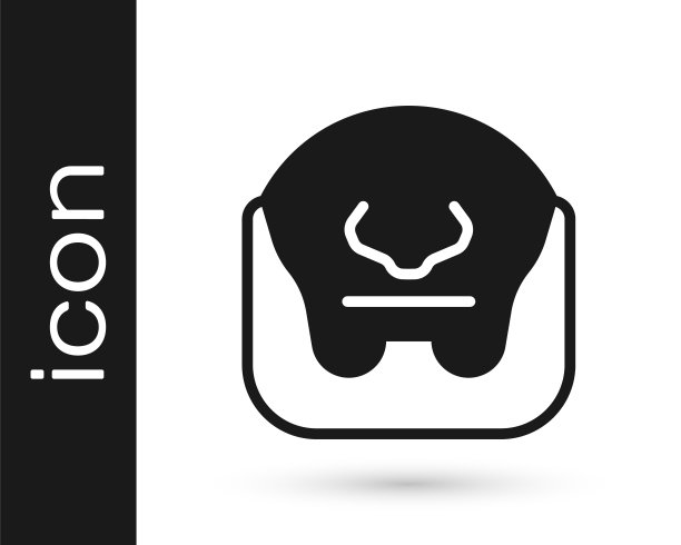 黑胡子和胡子图标孤立在白色背景。理发店的标志。面部发型。向量图片下载