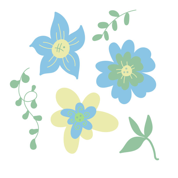 收集盛开的花孤立在白色的背景。花艺中使用的一束花套装饰花卉设计元素。平面卡通彩色植物矢量插图。图片下载
