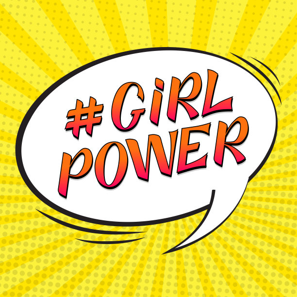 女孩权力梯度手写体题字在波普艺术风格。GRL压水堆手写字体。女权主义的口号。赋予词语,说。t恤、运动衫或其他服装印花的现代插图。图片下载