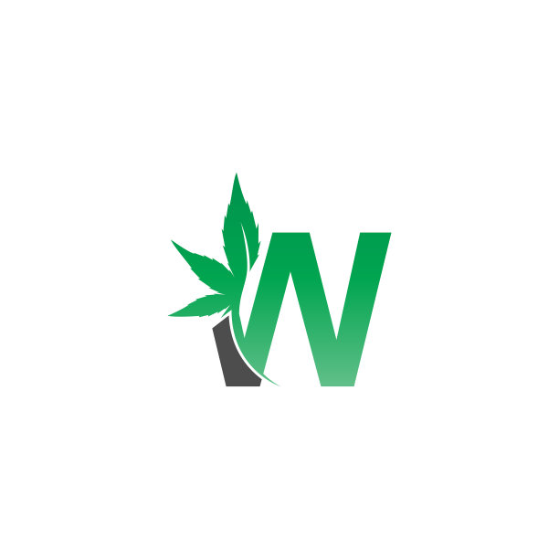 字母w标志图标与大麻叶子设计图片下载