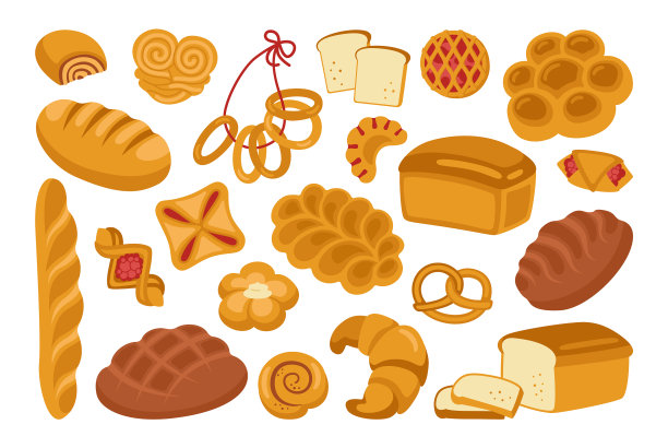 面包卡通图标设置全麦面包房图片下载