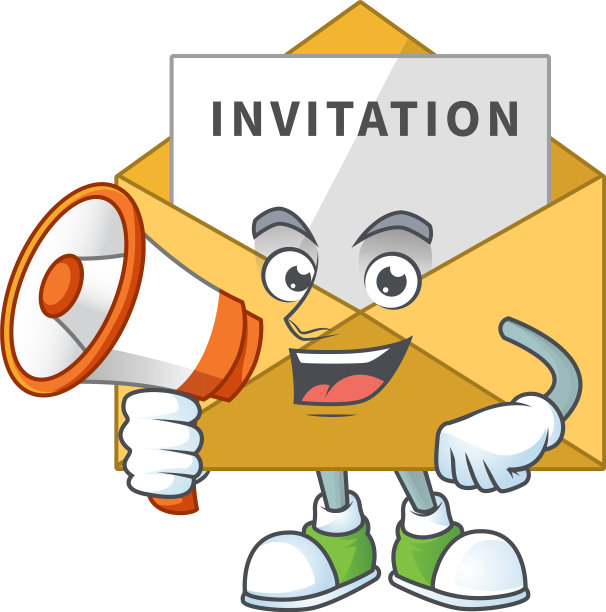 一张带有扩音器的图片邀请信息卡通图片下载