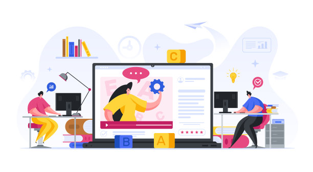 男同事在看教育视频图片下载