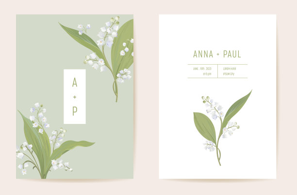 百合花水彩画结婚卡图片下载