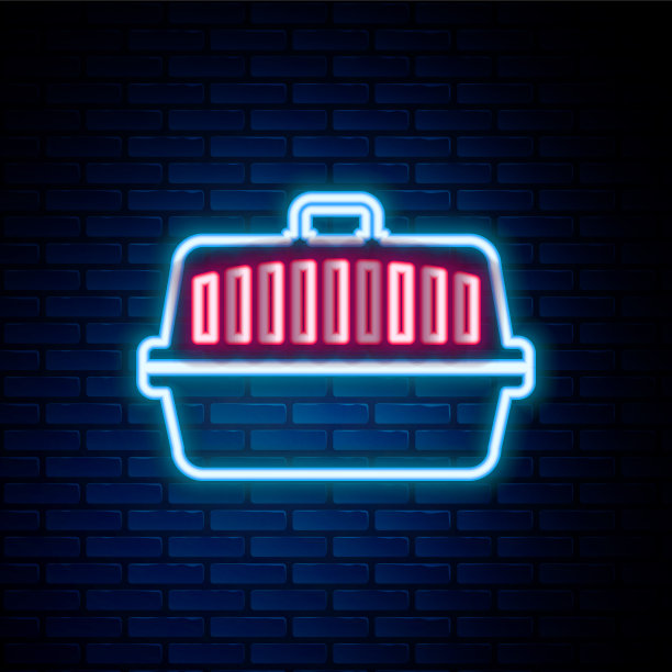 发光的霓虹灯线宠物携带的情况下孤立的图标图片下载