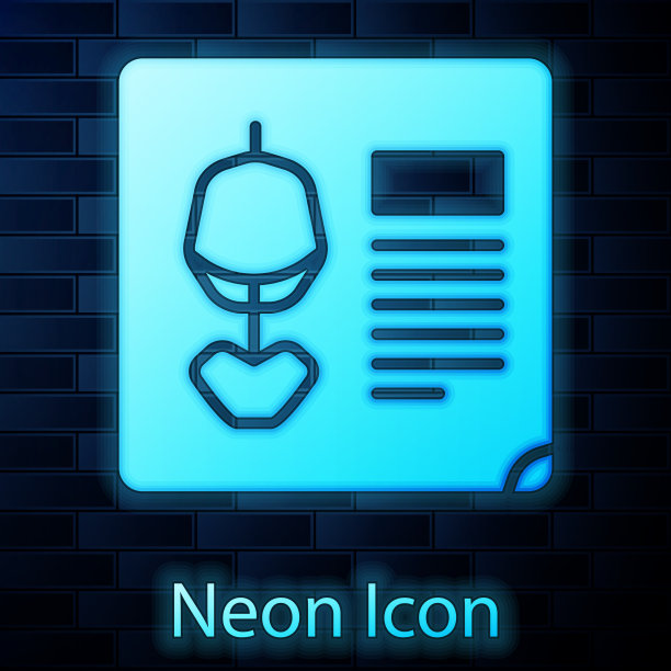 发光的霓虹灯x射线照片图标孤立在砖块上图片下载