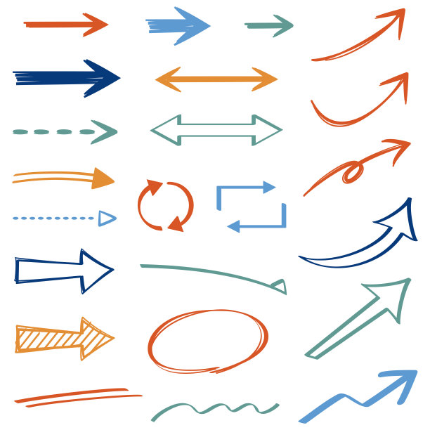 剪贴艺术的彩色手绘箭头图片下载