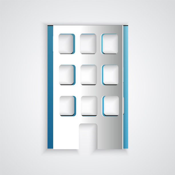 剪纸房子图标孤立在灰色背景图片下载