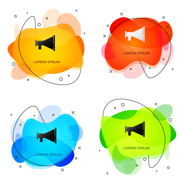 白色背景上孤立的黑色扩音器图标图片下载