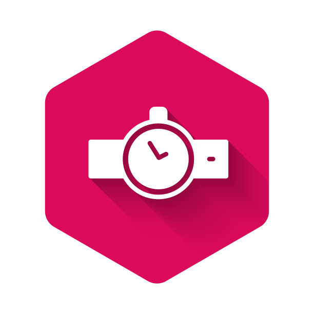 白色腕表图标孤立与长影子图片下载