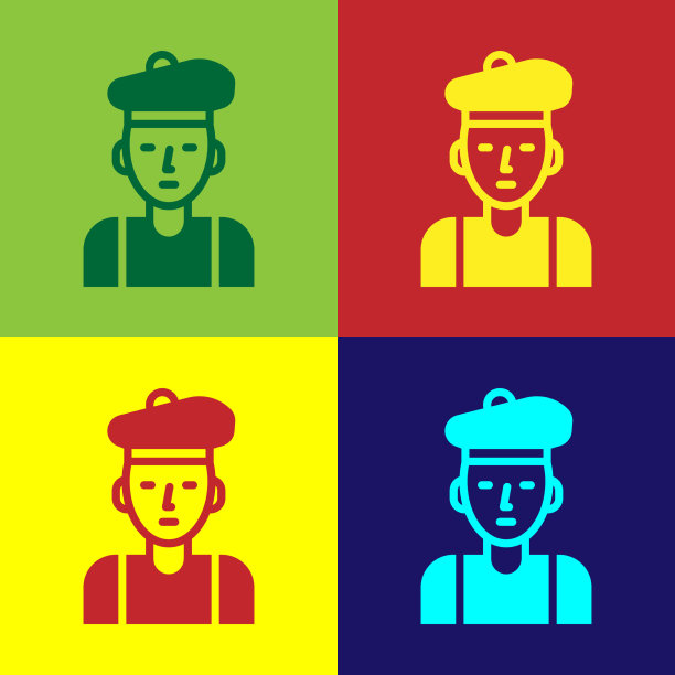 波普艺术的法国人偶像孤立的颜色图片下载