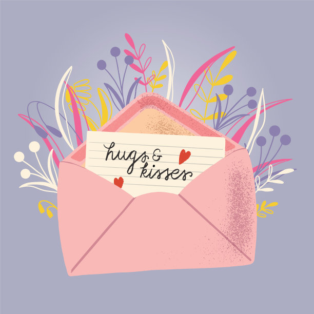 信封里用彩色的手写情书图片下载