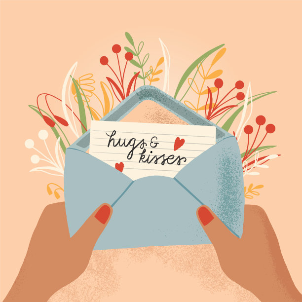 信封里装着情书，双手五彩缤纷图片下载