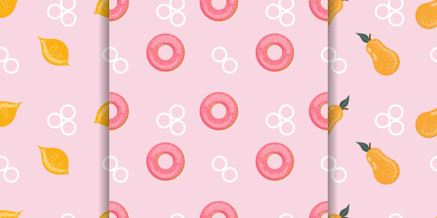 一套与食物无缝搭配的卡通图案图片下载