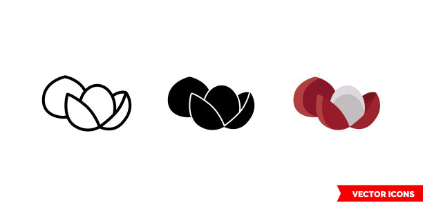 荔枝图标3种颜色黑白图片下载