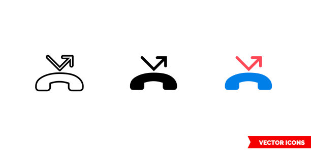 未接来电图标3种颜色黑白图片下载