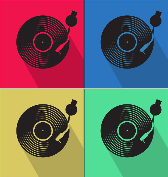 黑胶唱片平面背景概念图片下载