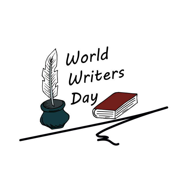 节日图案世界作家日明信片横幅图片下载