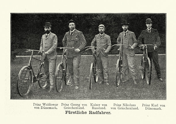 骑自行车的王子，希腊和丹麦的王子，俄罗斯的沙皇，骑自行车图片下载