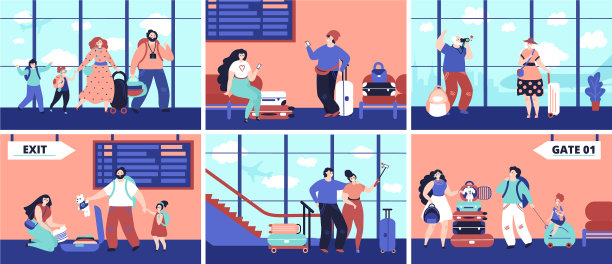 机场游客，情侣，旅行者，女孩朋友图片下载