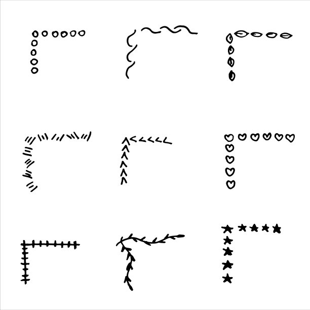 矢量手绘的一组页边框图片下载
