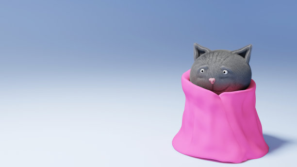 可爱的小猫包裹在粉红色的毛巾。身上裹着毛巾的毛绒绒的猫。从3 d渲染。图片下载