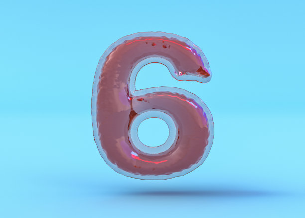 6号。数字信号。透明气球字体。三维演示图片下载
