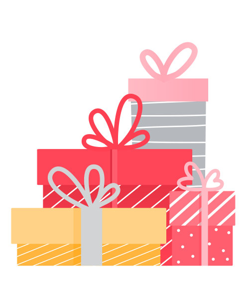 可爱的卡通孤立礼盒与蝴蝶结图片下载