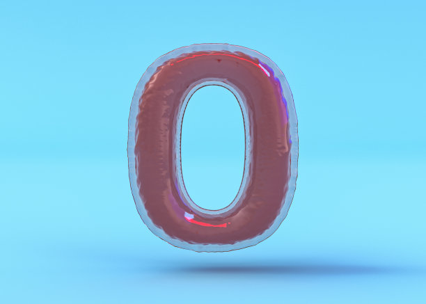 数字0。数字信号。透明气球字体。三维演示图片下载