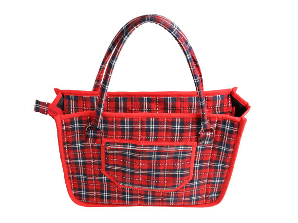 手提袋面料与苏格兰细胞，孤立白色图片下载