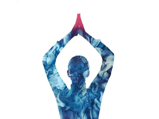 双重曝光剪影蓝烟云女人图片下载