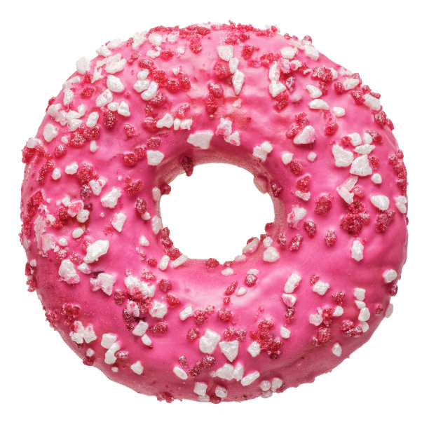 新鲜的粉色草莓甜甜圈图片下载