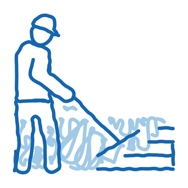 修路工人涂鸦图标手绘插图图片下载