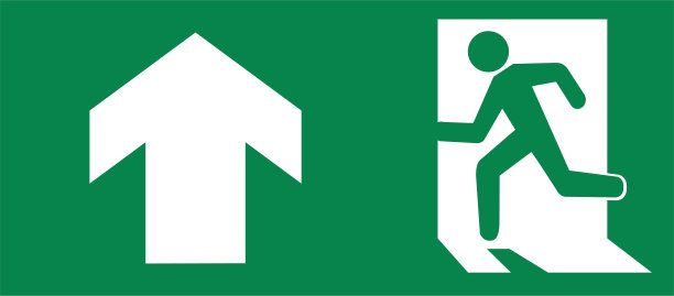 矢量绿色逃生通道紧急出口标志消防出口为建筑标志。图片下载